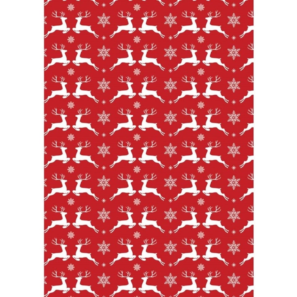 image 1 of Pack of 4 4m Red and White Scandi Design Christmas Gift Wrap Rolls