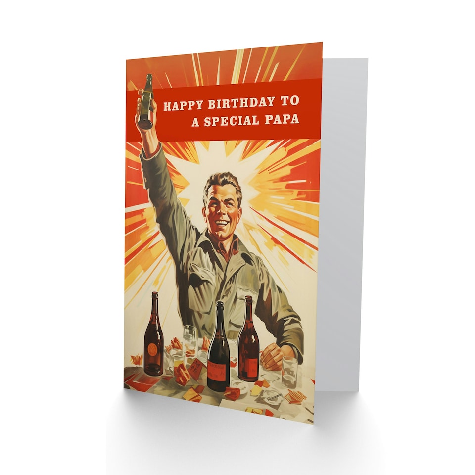 image 1 of Special Retro 1950S Style Beer Wine Lover Papa Birthday Card