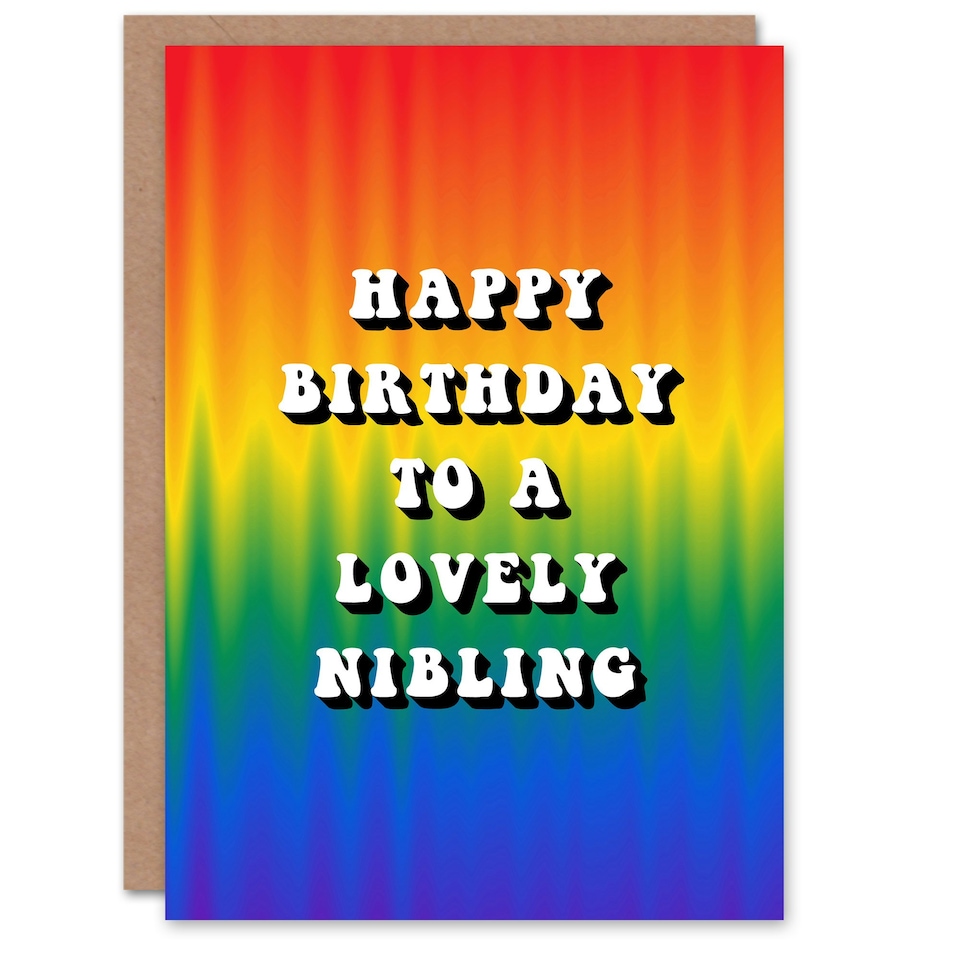 image 1 of Lovely Nibling Trippy Psychedelic Pride Non Binary Birthday Card