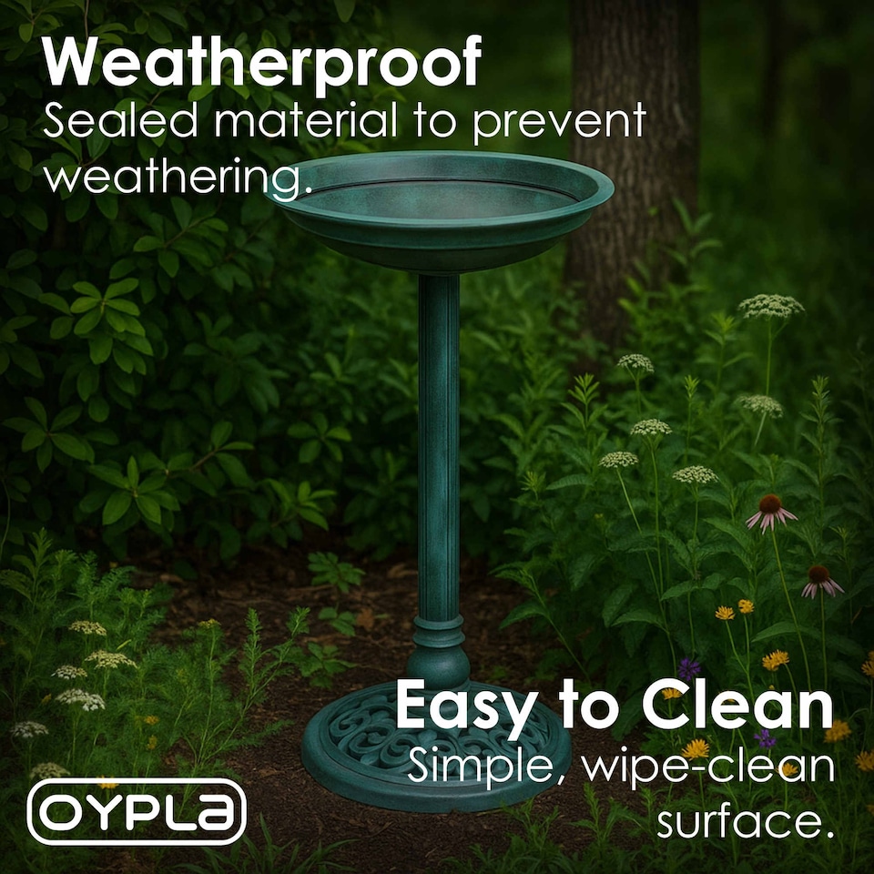 image 1 of Traditional Ornamental Garden Pedestal Bird Bath Outdoor Water