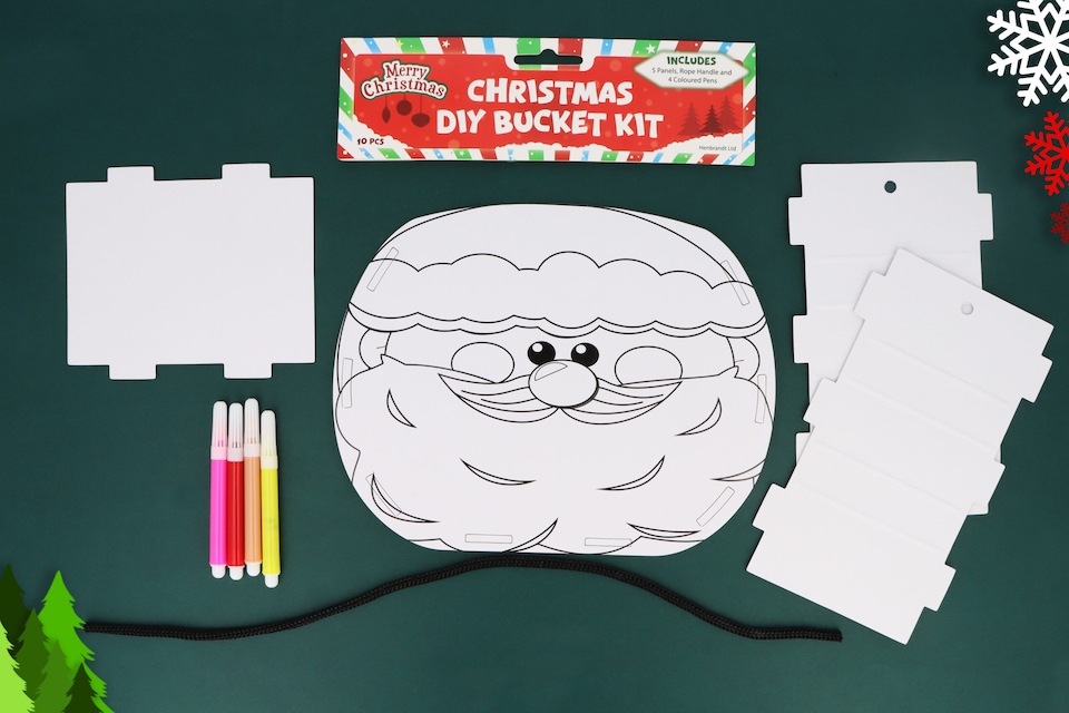 image 1 of Christmas DIY Bucket Kit with 4 Colouring Pens