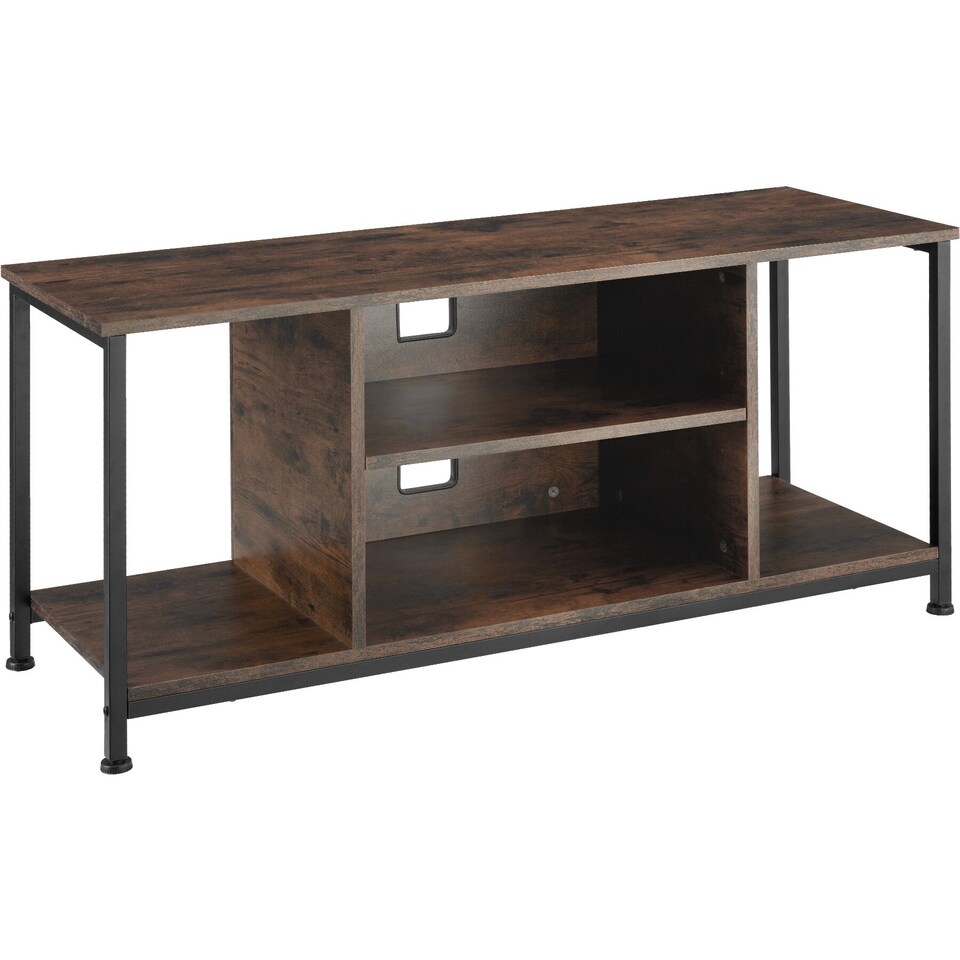 image 1 of TV Stand - lowboard cabinet with 4 compartments, adjustable shelf | Brown | Industrial wood dark, rustic | 110 x 40 x 50,50 cm | 1
