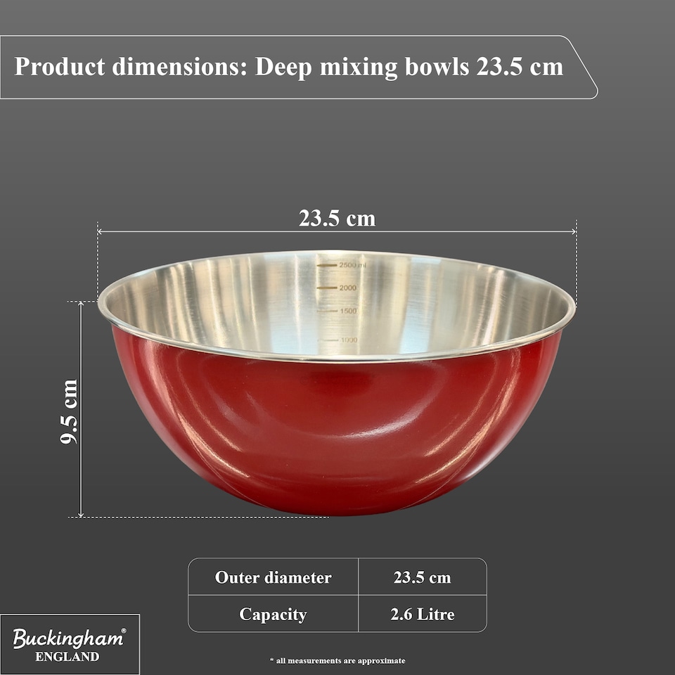 image 1 of Buckingham Stainless Steel Deep Mixing Bowl 23.5 cm, Red