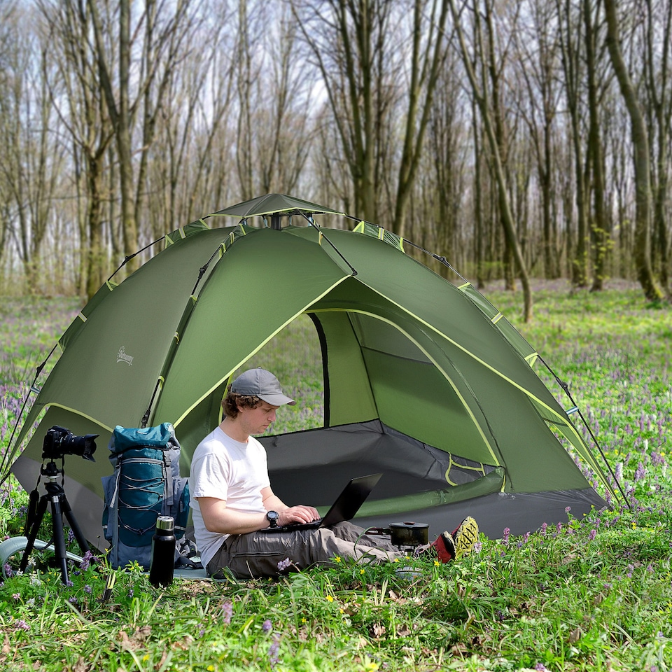 image 1 of Outsunny 2 Man Pop Up Tent Camping Festival Hiking Family Travel Shelter