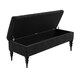 image 2 of 90cm Sierra Striped Naples Upholstered Ottoman Storage Bench with Black Turned Wooden Legs - Black Shoes Storage Bench