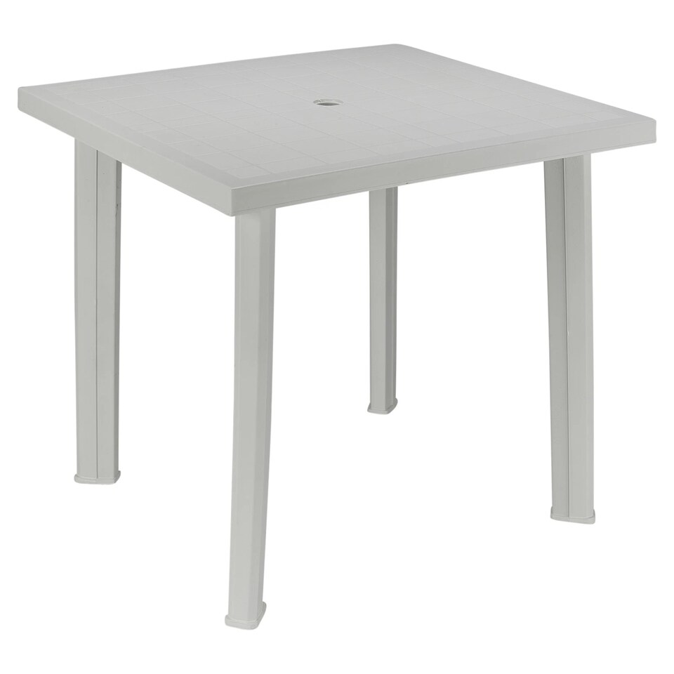 image 1 of White Plastic Garden Dining Table with Chairs Set Patio Deck Outdoor Furniture | White | White | 5 Piece Set