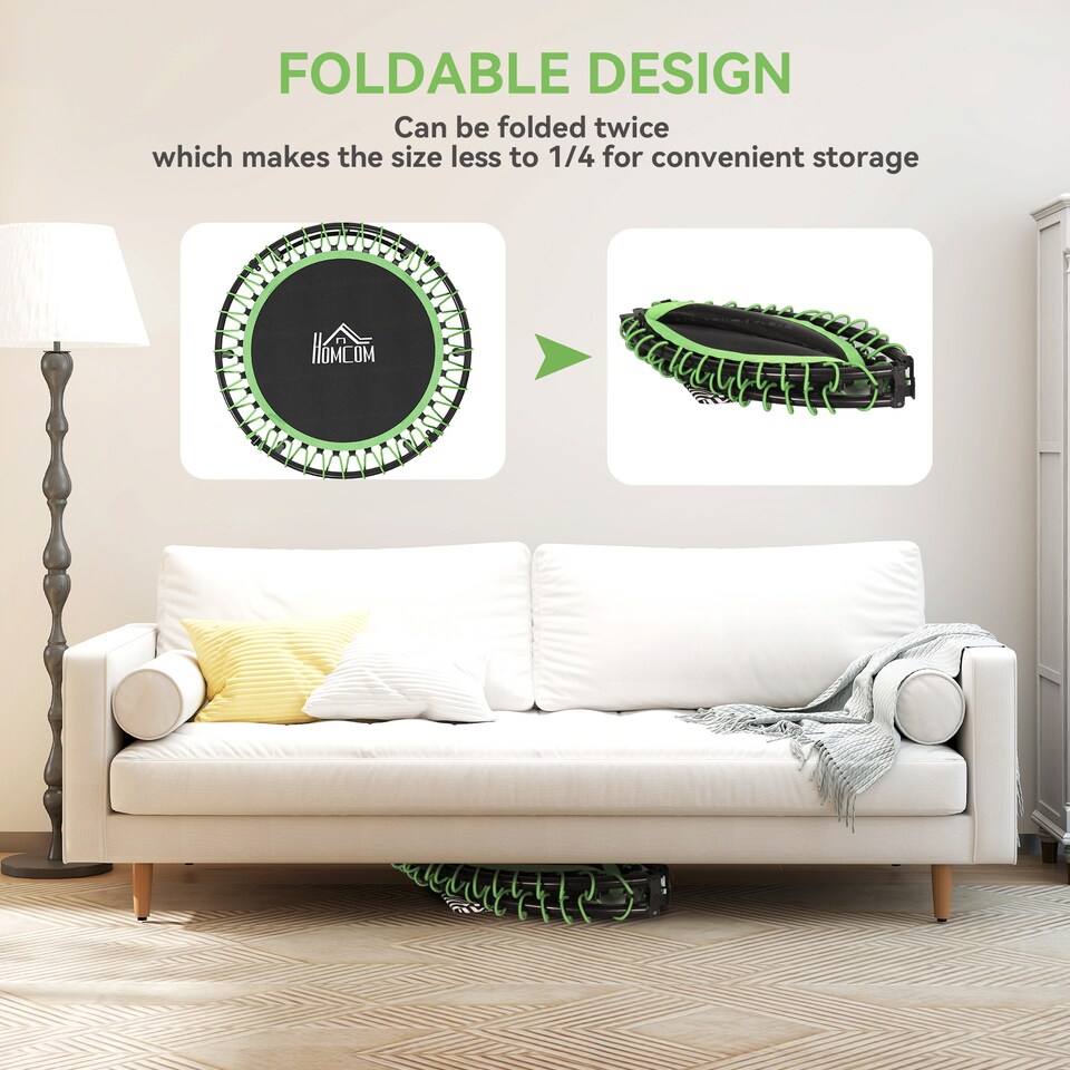 image 1 of HOMCOM Trampoline Outdoor Bouncer Jumper Adjustable Handle, Green