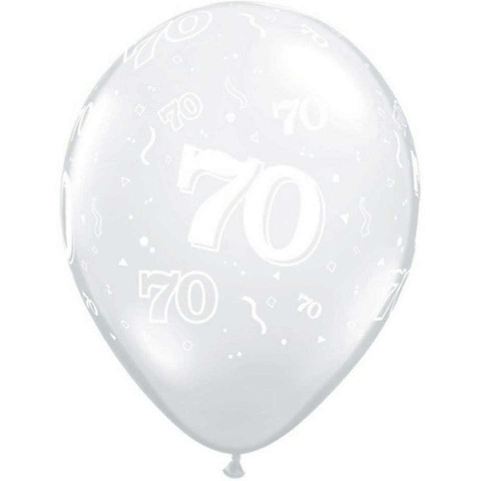 Qualatex 11 Inch 70th Birthday Latex Balloons (50 Pack) - Clear - 27.9cm