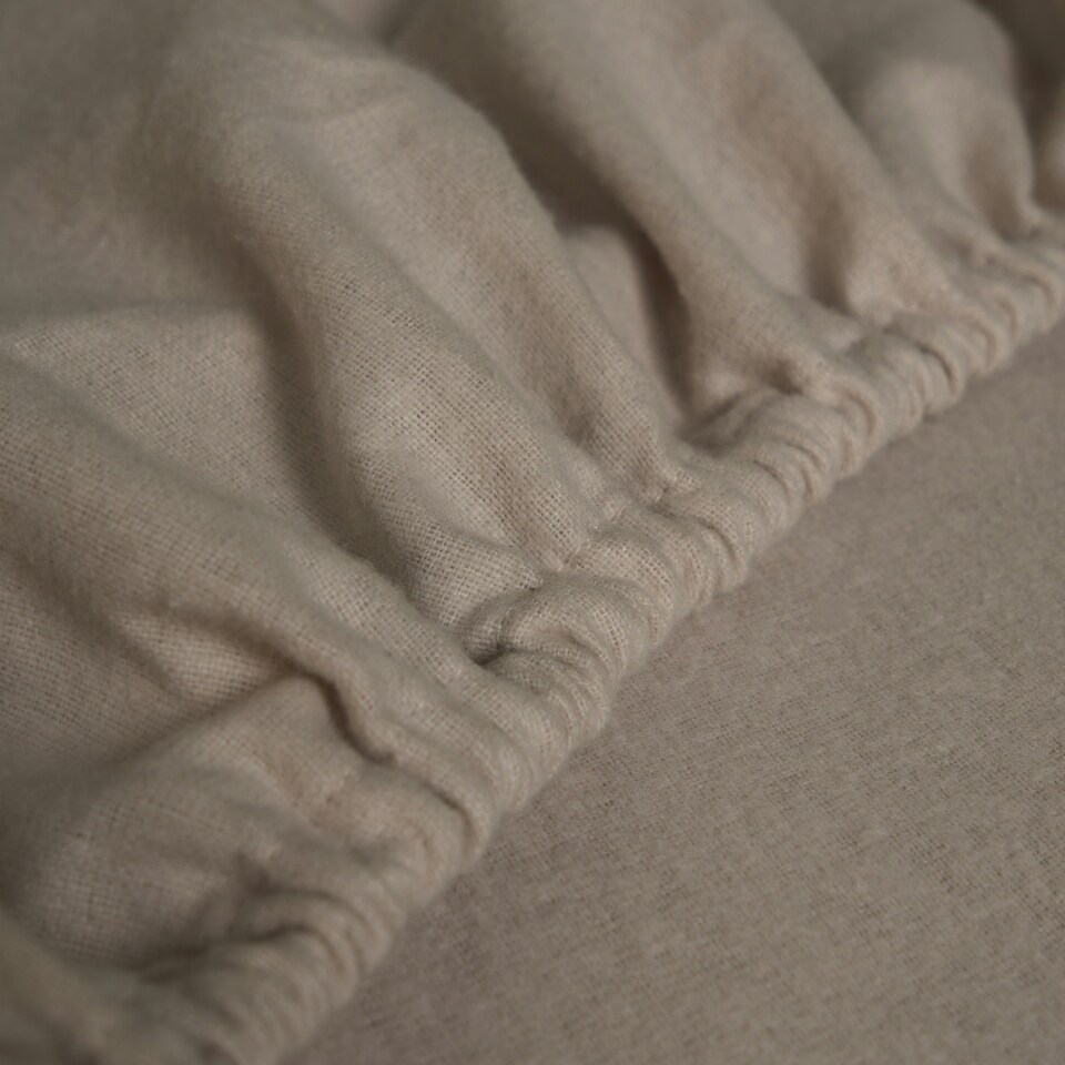 image 1 of OHS 100% Brushed Cotton Soft Cosy Warm Fleece 25cm Deep Elasticated Fitted Sheet Brown | Natural | Single