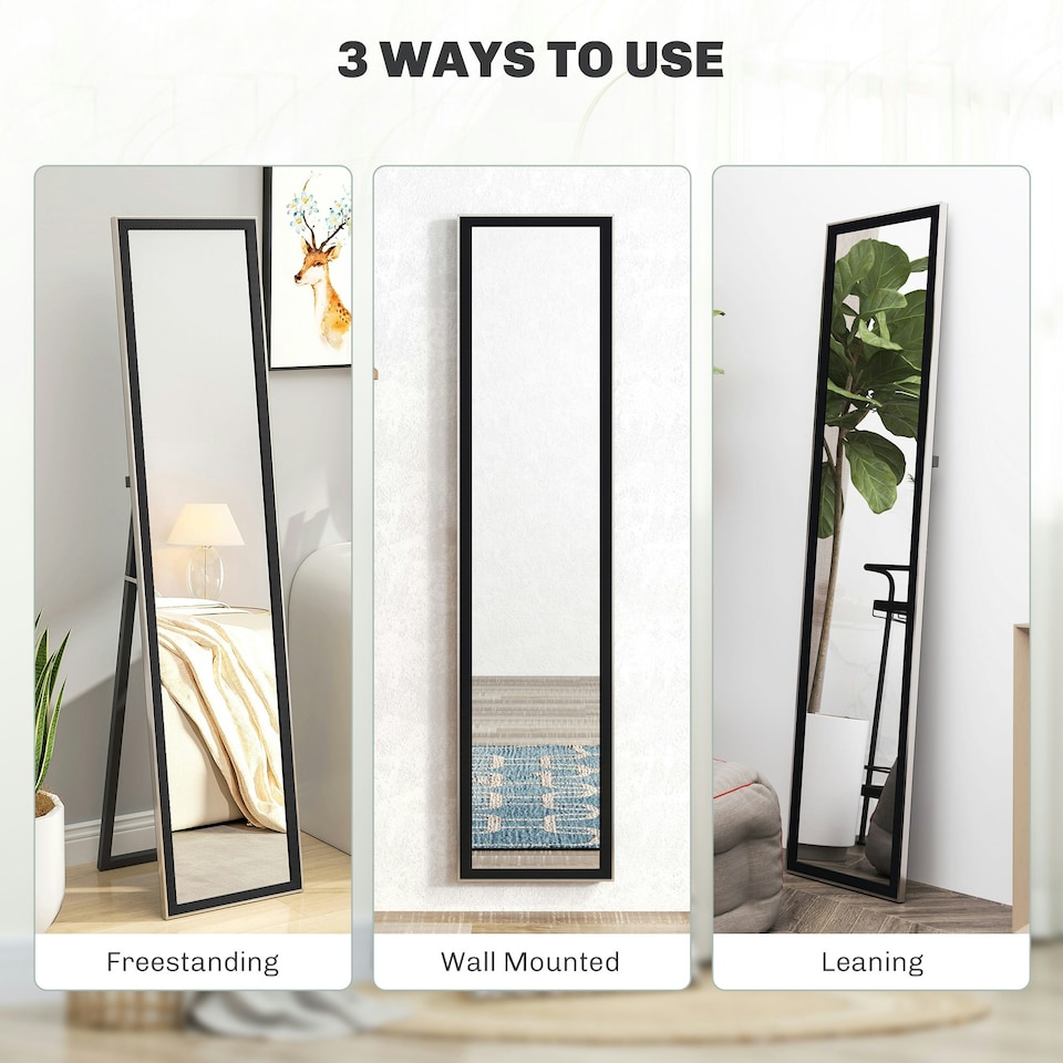 image 1 of HOMCOM Floor Mirror Wall Mounted Leaning Standing Mirror 37 x 157cm Black