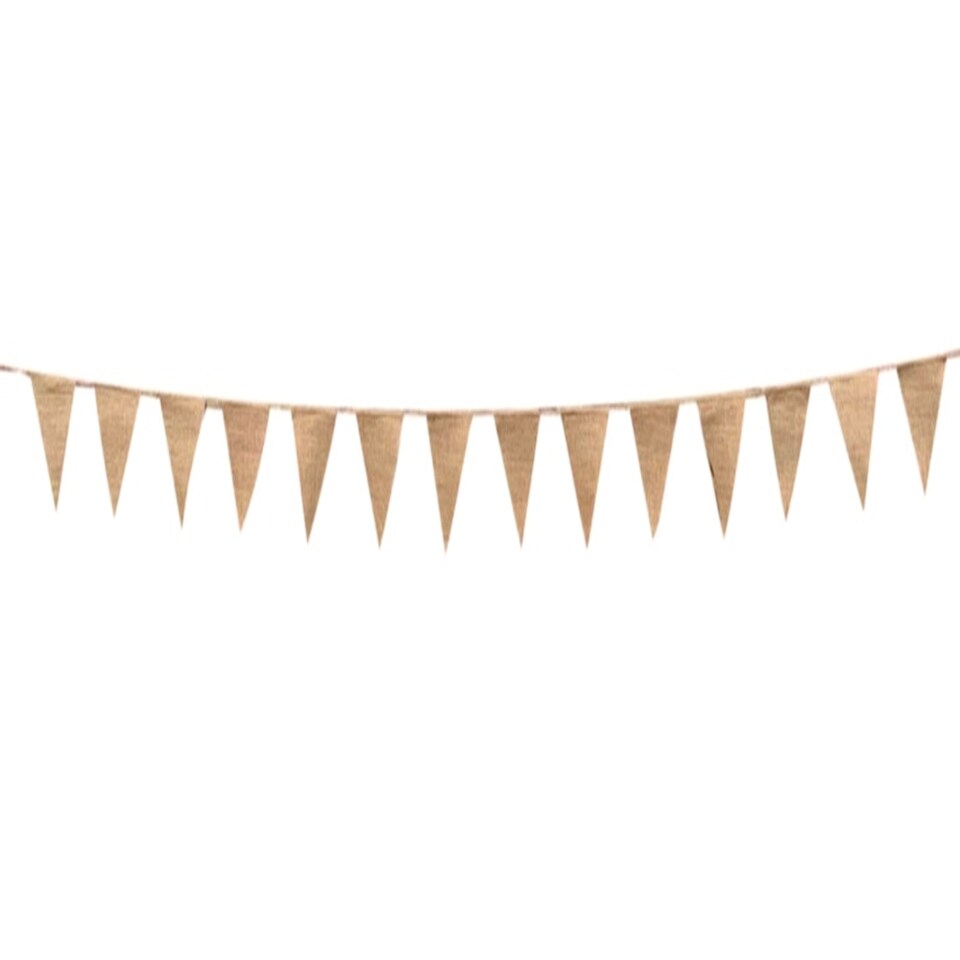 image 1 of Plain Hessian Flags Withtwine String Party Bunting 3m with 14 Flags