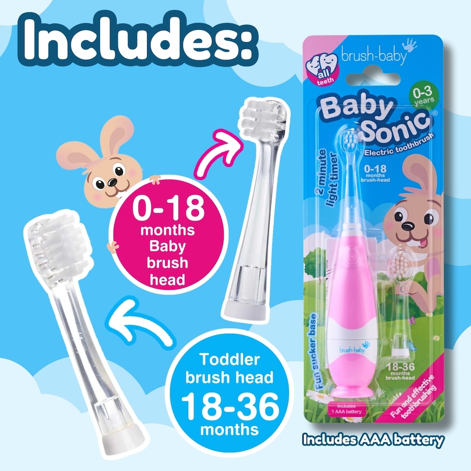 image 1 of Brush Baby BabySonicÂ® Pink Electric Toothbrush for Toddlers