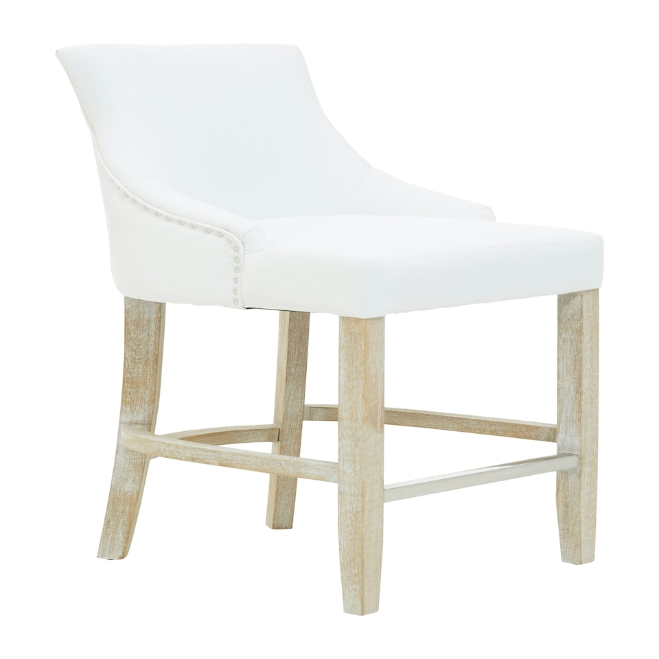 image 1 of Interiors by Premier White Bar Stool with High Back, Velvet Seat Breakfast Bar Chair, Kitchen Stool with Footrest, Chair for Bar