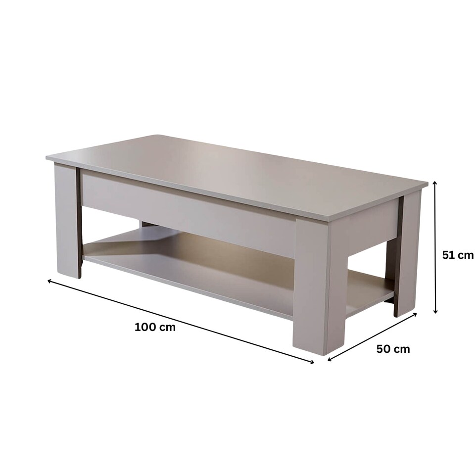 image 1 of Wooden Coffee Table With Lift Up Top Storage Area and Magazine Shelf | Grey