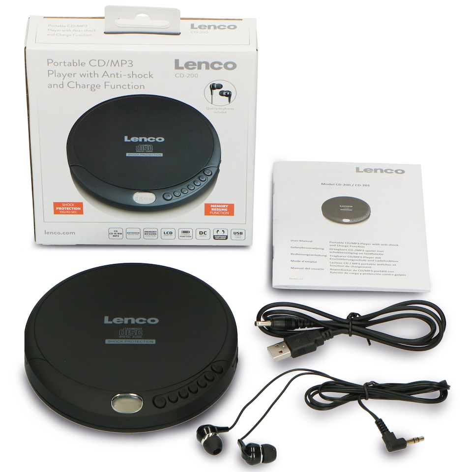 image 1 of LENCO CD-200 - Portable CD-player with anti-shock - Black