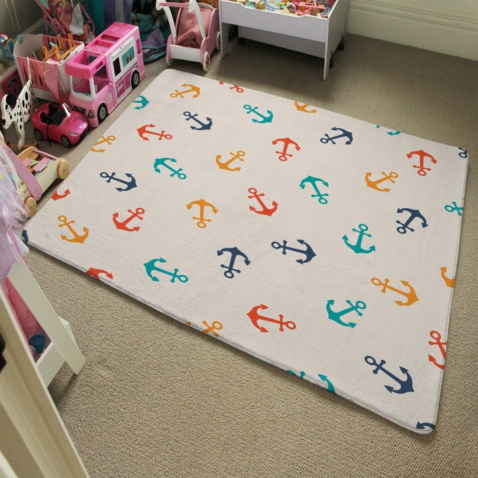 image 1 of Multi Coloured Anchors (Rug) Multi | Small: 60x110cm