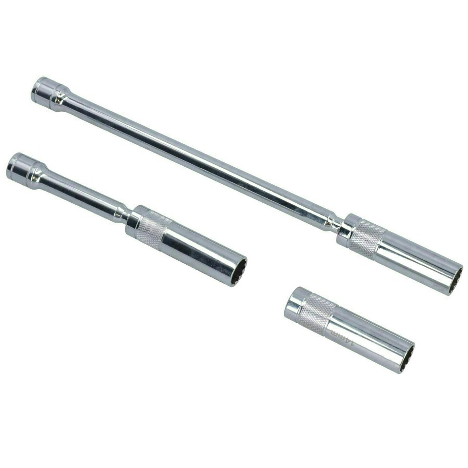 image 1 of 14mm Magnetic Thin Walled Spark Plug Sockets With 360 Degree Swivel 3pc