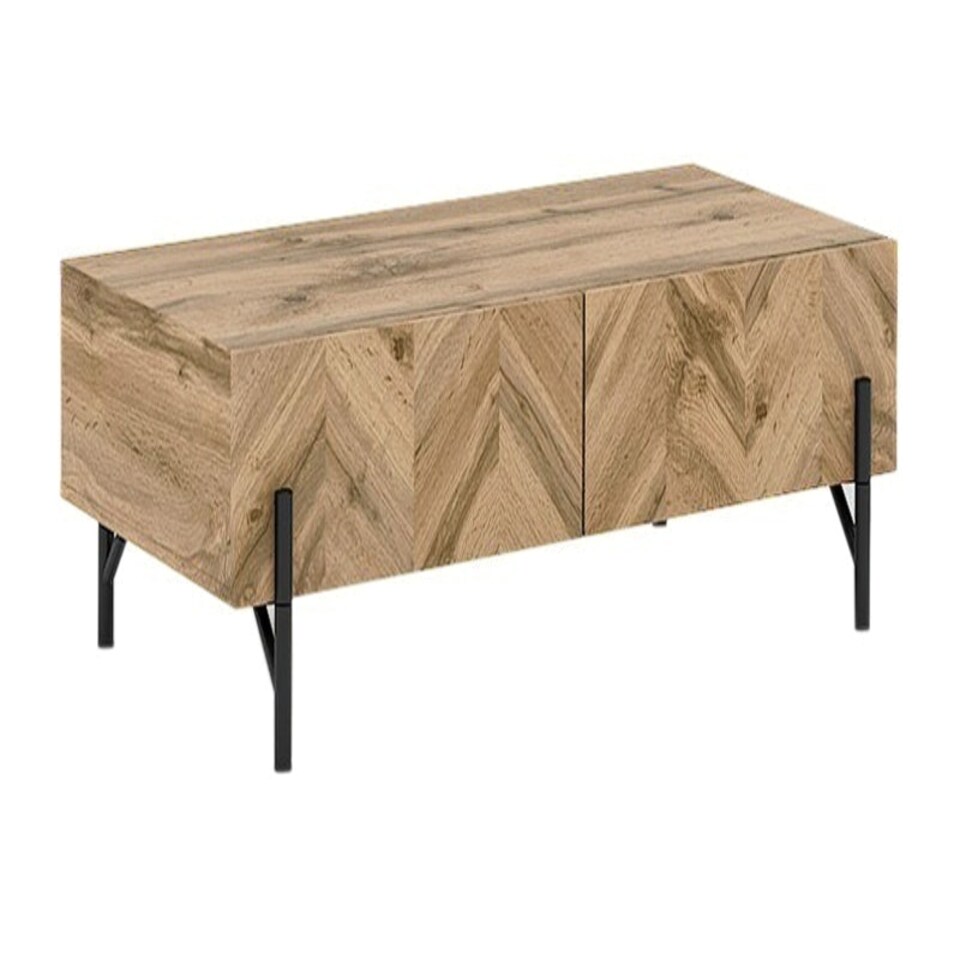 image 1 of Coffee Table - MFC/MDF - L55 x W116.5 x H38 cm - Oak/Black Brown
