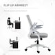 image 4 of Vinsetto Mesh Office Chair, Desk Chair with Lumbar Support, Flip-up Armrest, Swivel Wheels, Adjustable Height, Grey