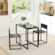 image 8 of HOMCOM 3 Piece Dining Table Set with Metal Frame, Black Black