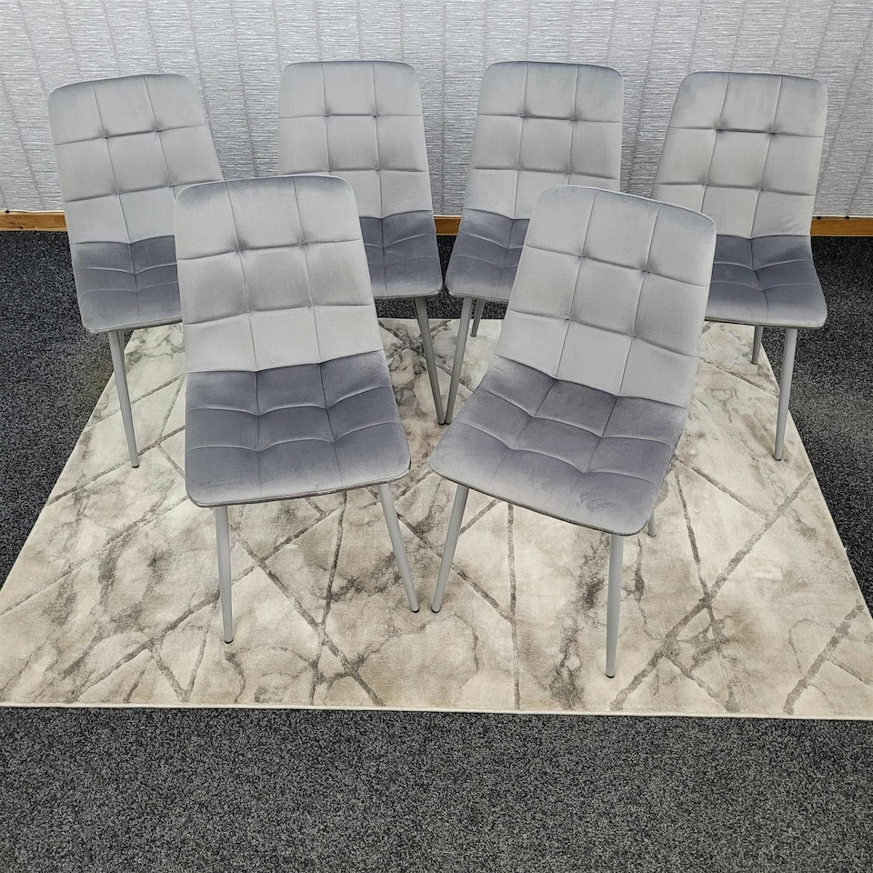 image 1 of Dining Chairs Set of 6 Grey Velvet Kitchen Chairs Grey