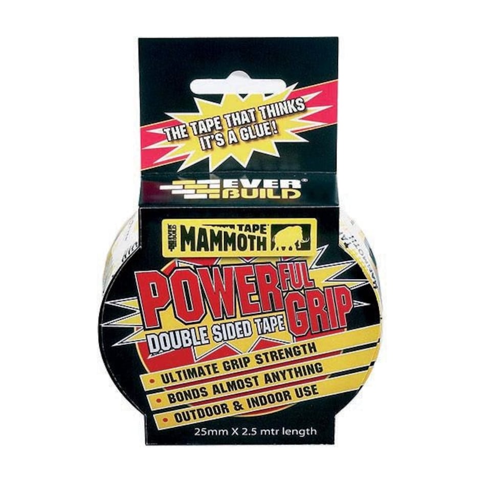 Everbuild Mammoth Powerful Grip Double Sided Tape 25mm x 2.5m - One Colour - One Size