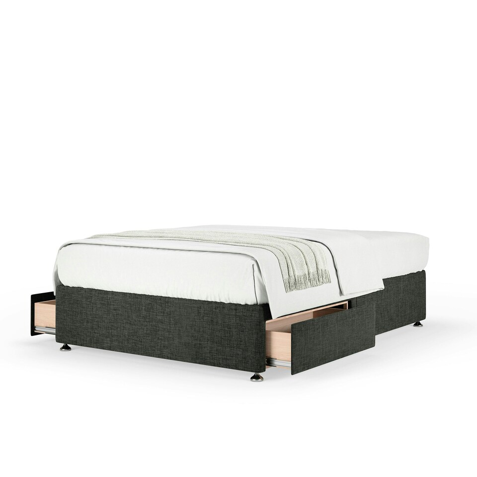 image 1 of Memory Maestro Memory Foam Charcoal Linen 2 Drawer Divan Set Small Single