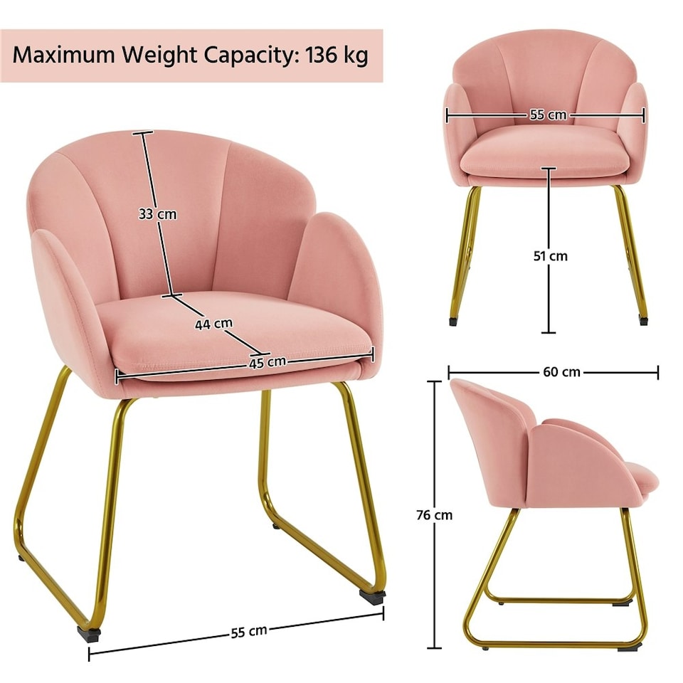 image 1 of Yaheetech Flower Shape Velvet Armchair with Golden Metal Legs