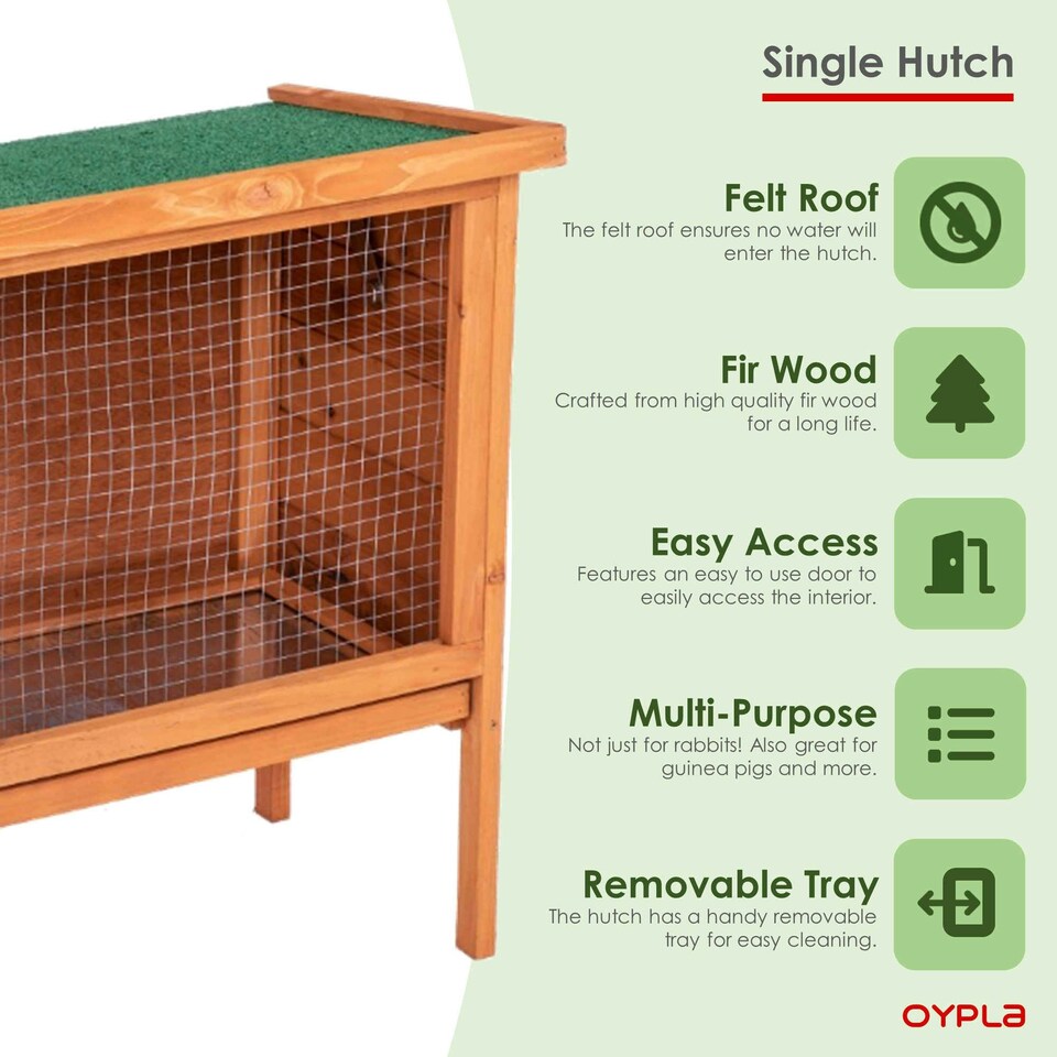 image 1 of Oypla Single Rabbit Hutch 820x390x700mm