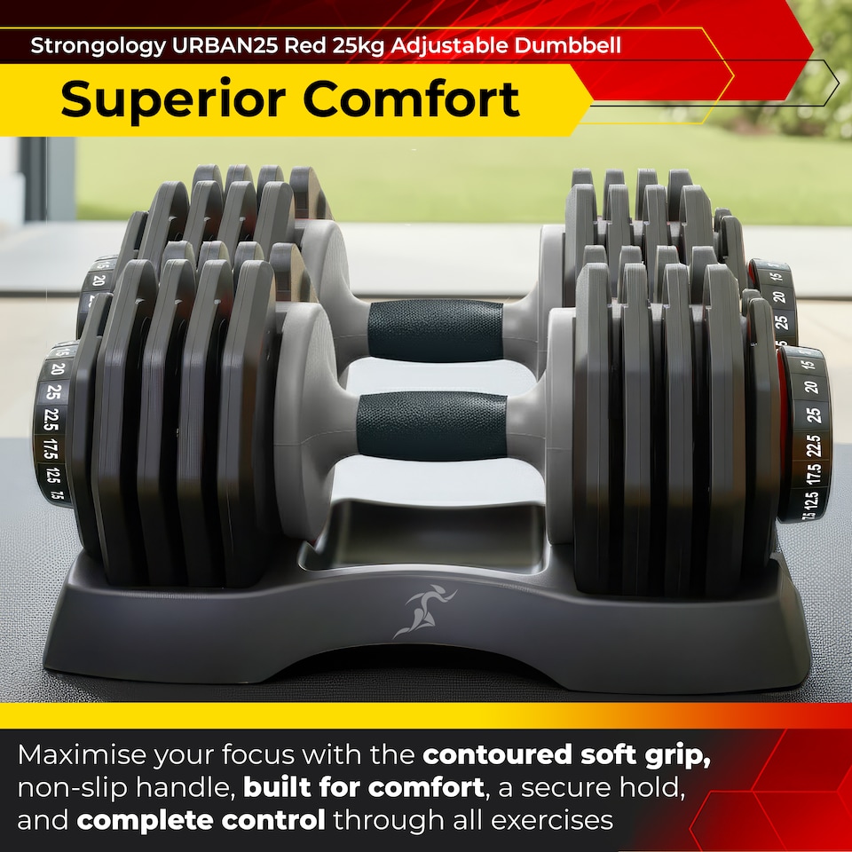 image 1 of Strongology Urban25 Home Fitness Adjustable Smart Dumbbells from 2.5kg up to 25kg Training Weights