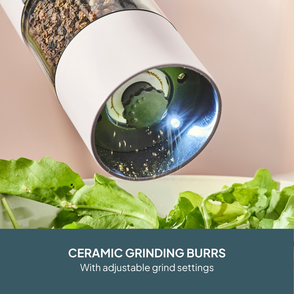 image 1 of Cooks Professional Rechargeable Salt and Pepper Mill Set with Bamboo Base