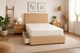 image 2 of Divan Bed Set Headboard and Footboard with Mattress 5ft Kingsize Coffee Suede Storage 2 Drawers Left Side Laying in Bed