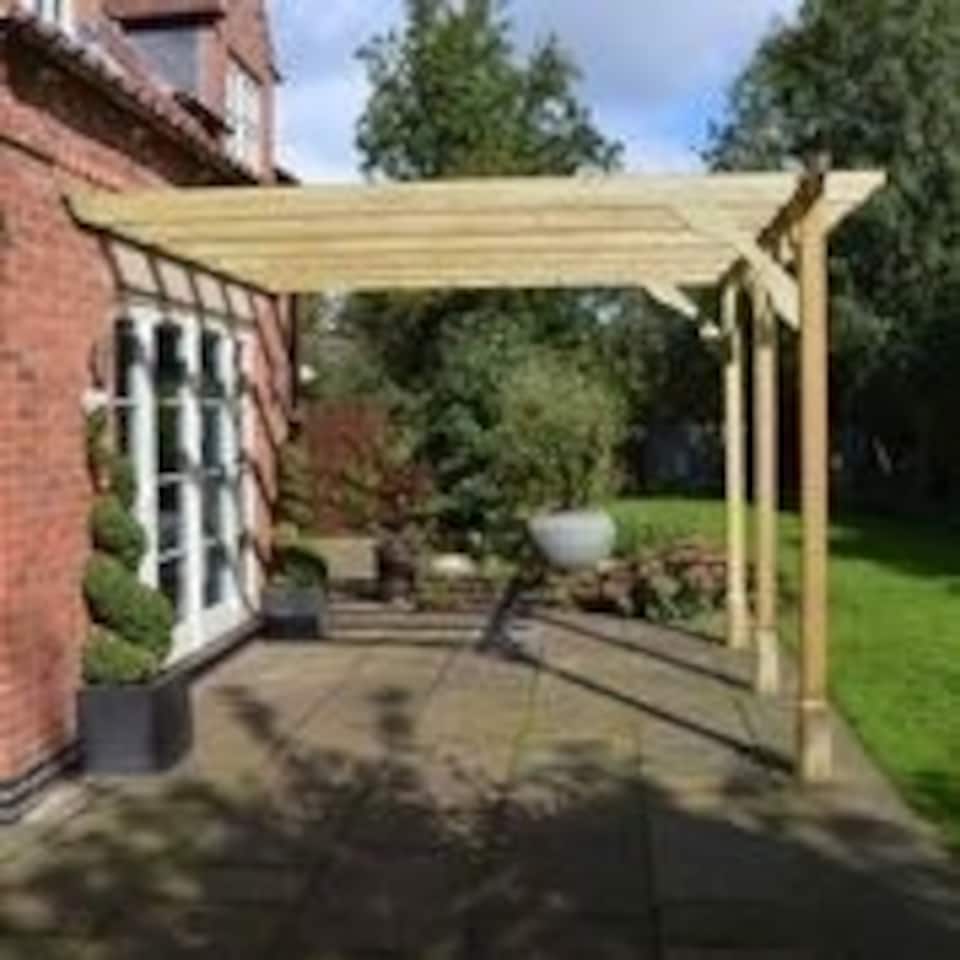 image 1 of Wall Mounted Premium Pergola 3 Post - L420 x W420 x H270 cm - Light Green