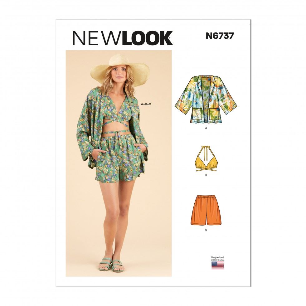 New Look 6737 Paper Sewing Pattern â Womenâs Jackets, Tops & Shorts, UK Sizes 8â10â12â14â16â18â20, Intermediate