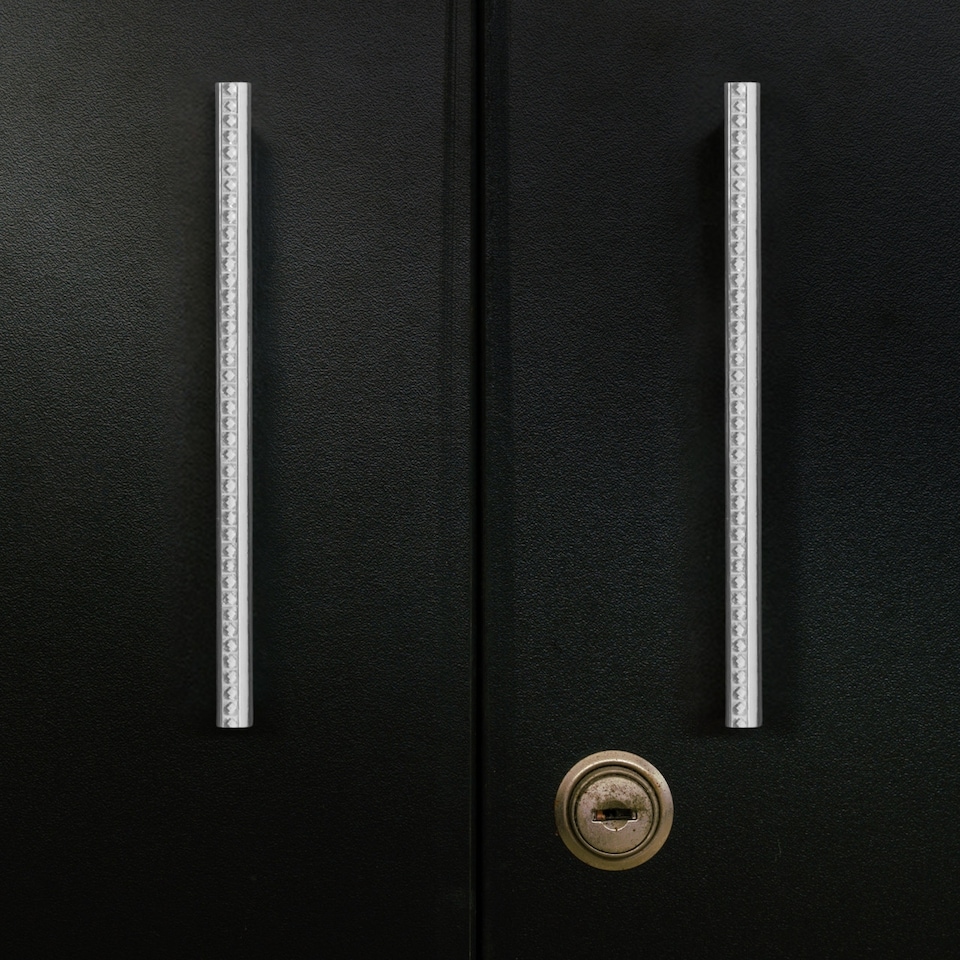 image 1 of Short Silver Diamante Handle | White | 2