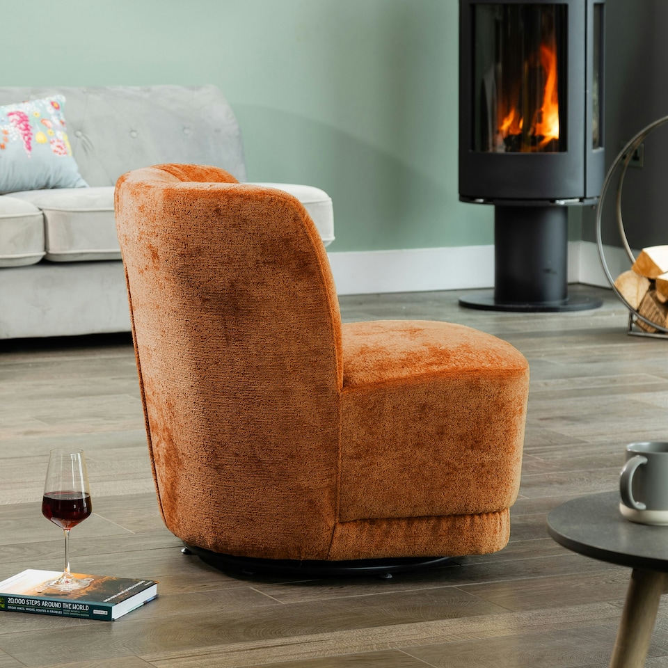 image 1 of Camarillo Swivel Base Fabric Accent Chair - Orange