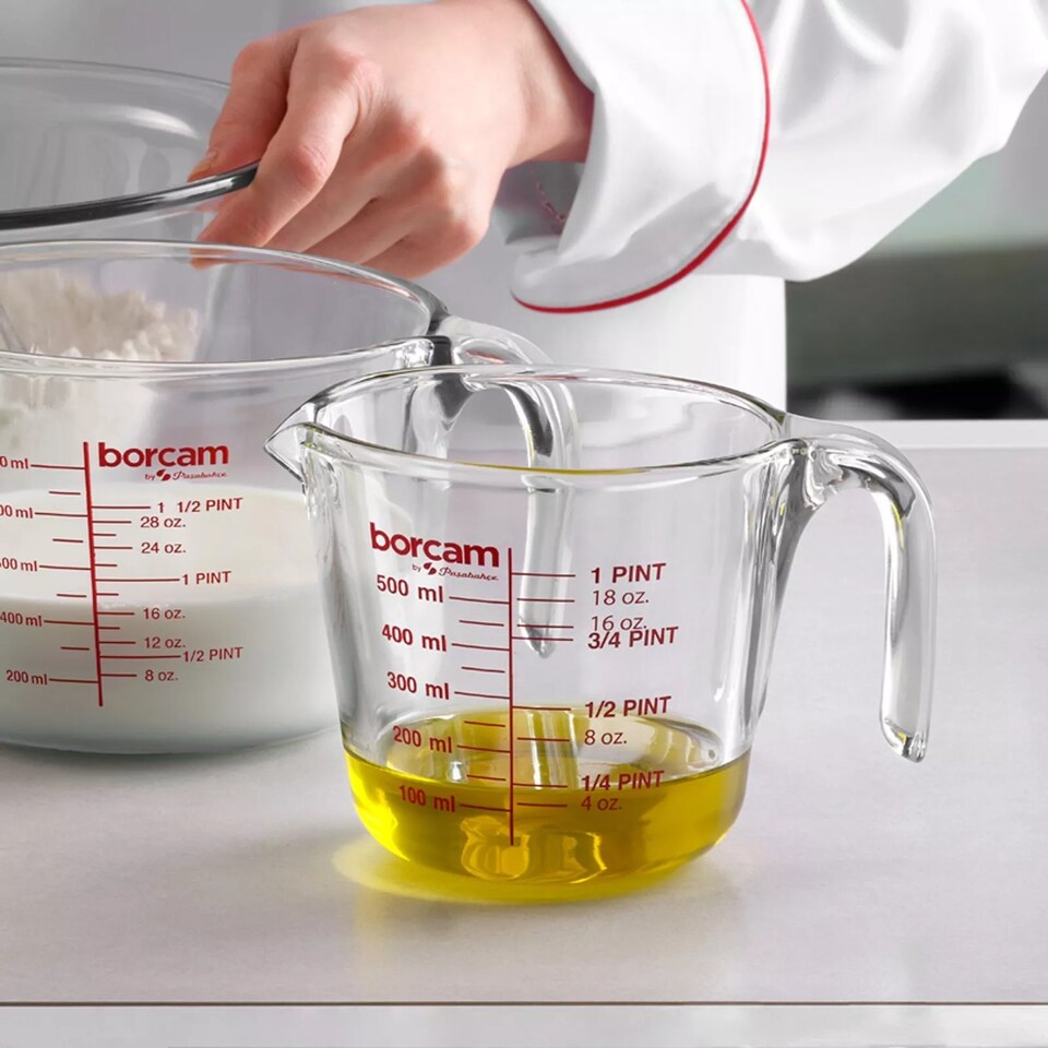 image 1 of 1L Borcam Clear Glass Measuring Mixing Jug in ML Oz Pints Kitchen Cooking Baking