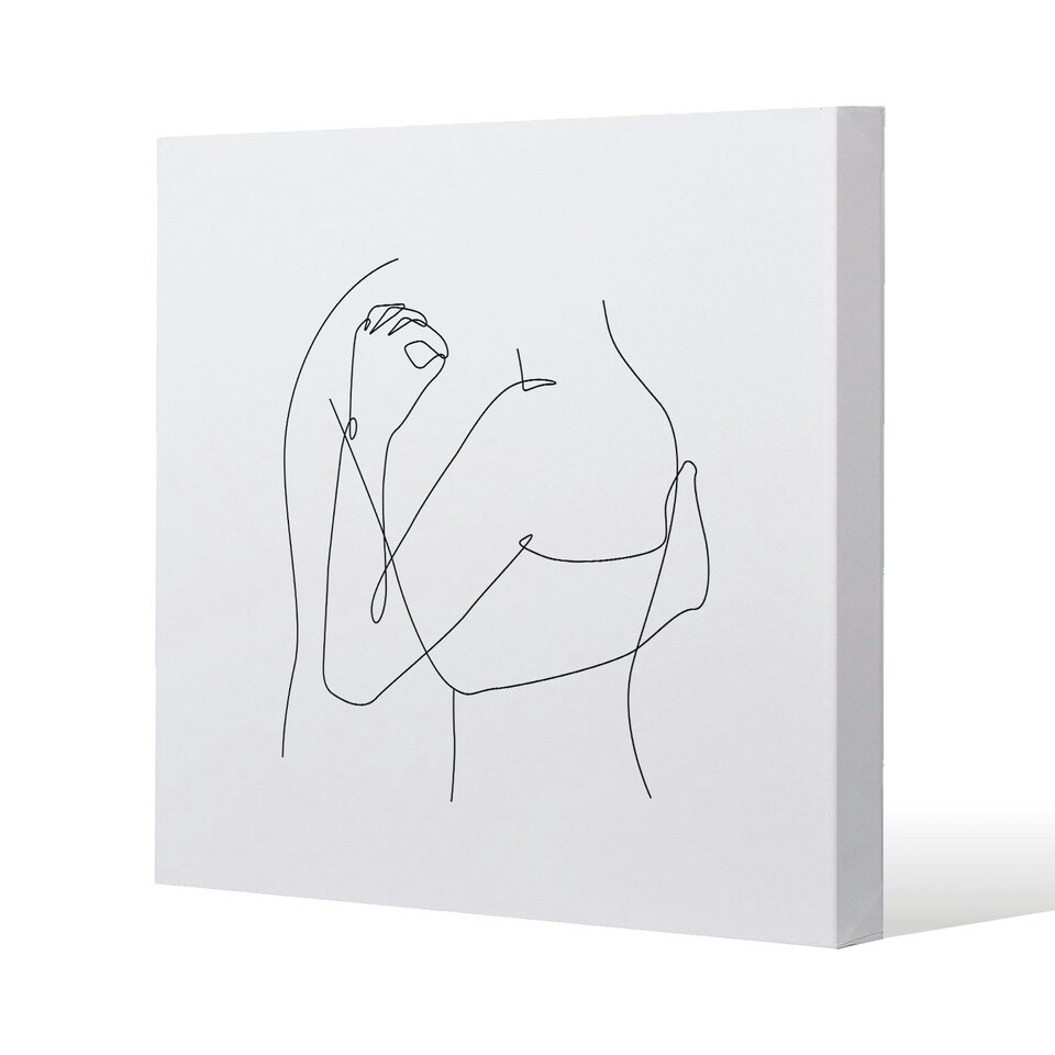 image 1 of line art hug (Canvas Print) 127 x 127 x 4cm