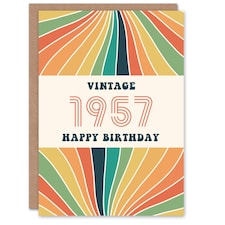 Vintage Retro Him Her Rainbow Born 1957 Aged 68 Years Old 68th Birthday Card