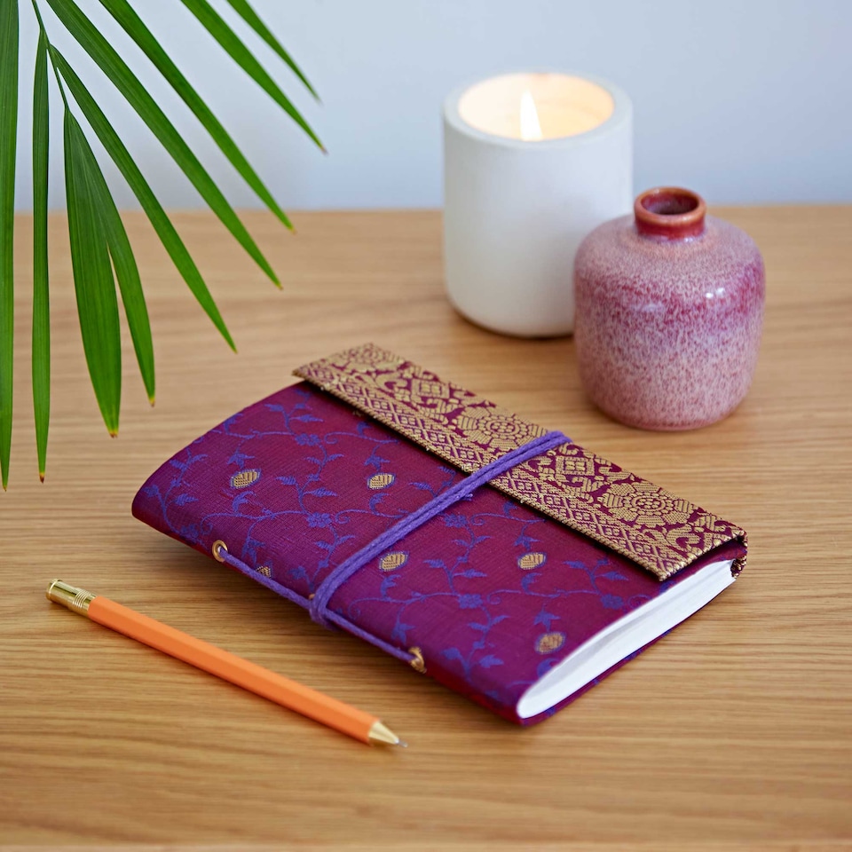 image 1 of Medium Sari Fabric Notebook