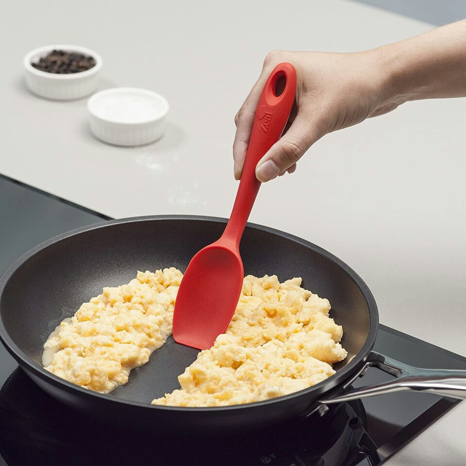 image 1 of Zeal Silicone Spatula Spoons, Large and Small, Set of 2, Red