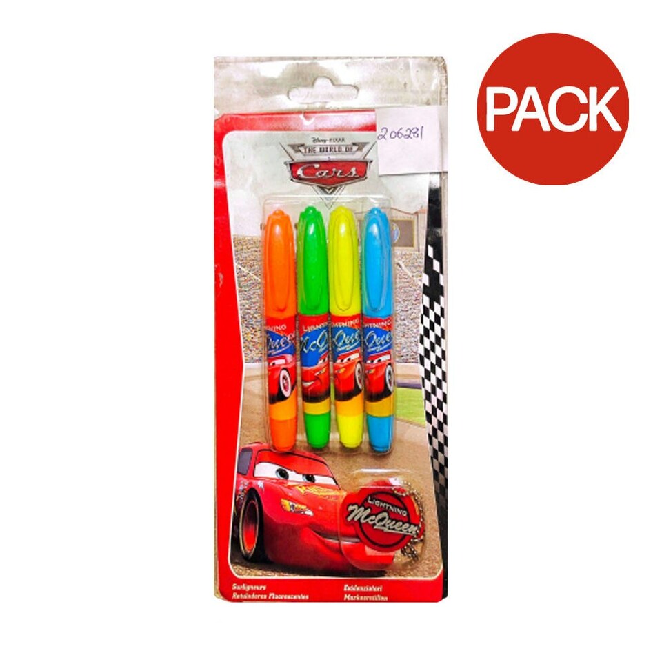Cars Lightning McQueen Highlighter (Pack of 4) - Multicoloured - One Size
