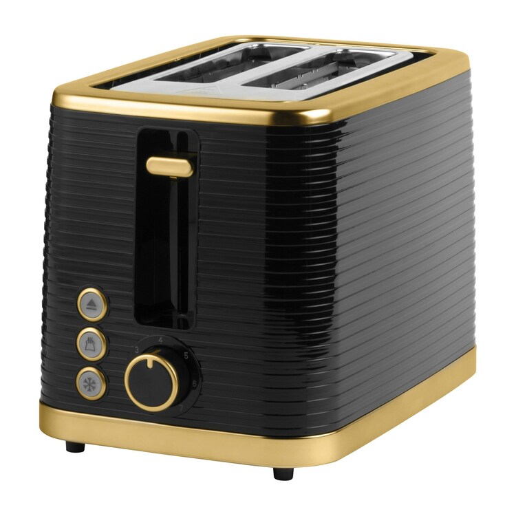 Salter 2 Slice Palermo Toaster, Wide Slot, Black & Gold