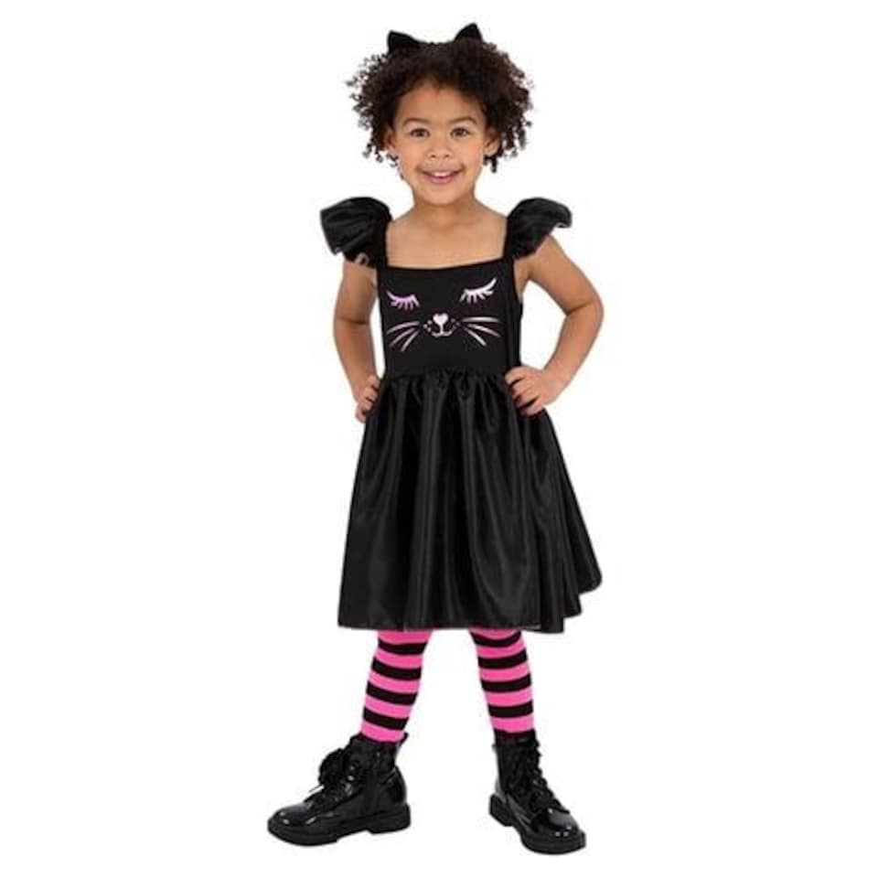 image 1 of Black Cat Dress Girls Fancy Dress Costume Kids Small - Age 4-6