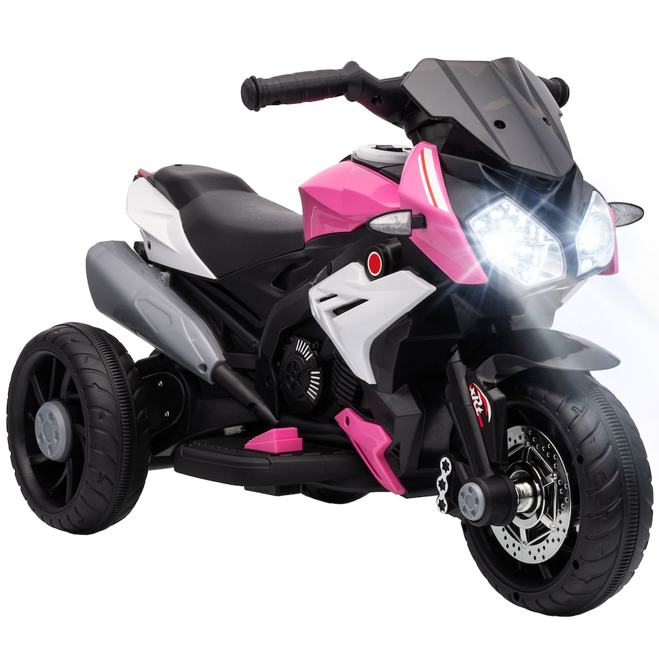 image 1 of HOMCOM Kids Electric Motorcycle with 3 Wheels, Headlight, Music, Horn, Pink