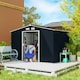 image 10 of Outsunny 9 x 6FT Galvanised Garden Storage Shed with Sliding Door, Dark Grey