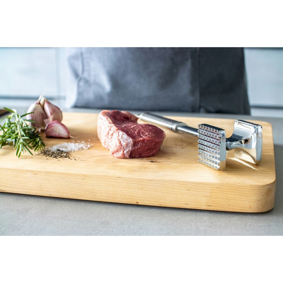 image 1 of KitchenCraft Meat Tenderiser Hammer Silver Aluminium