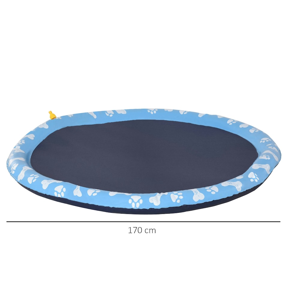 image 1 of PawHut 170cm Splash Pad Sprinkler for Pets Dog Bath Pool Non-slip Outdoor Blue