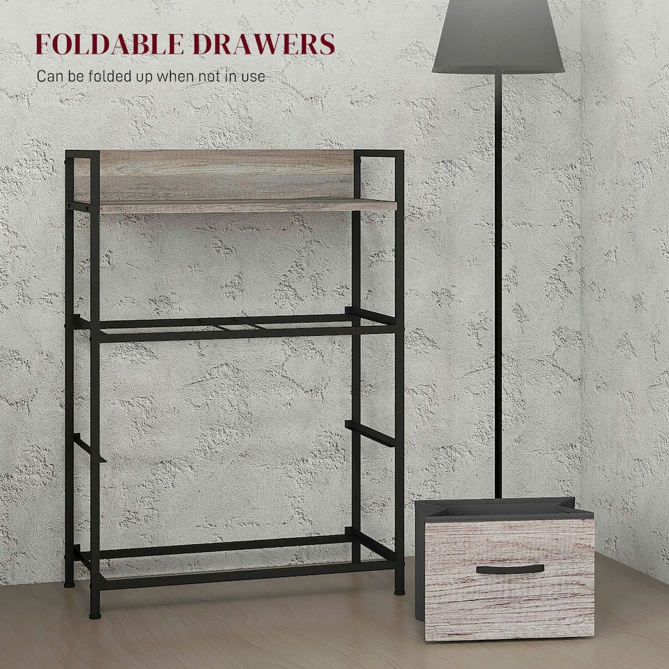 image 1 of HOMCOM Bedroom Chest of Drawers 4 Drawer Dresser w/ Shelf, Grey Wood Effect