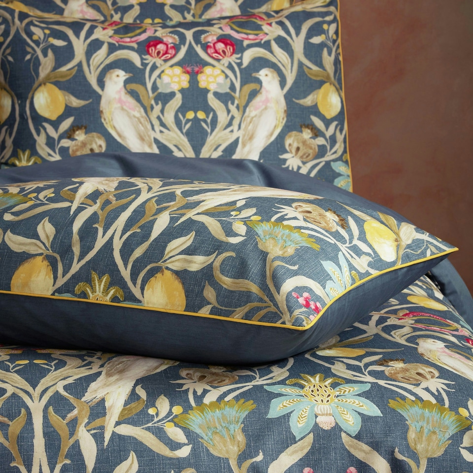 image 1 of Edinburgh Weavers Liberty Floral Birds Luxury Cotton Double Duvet Cover Set